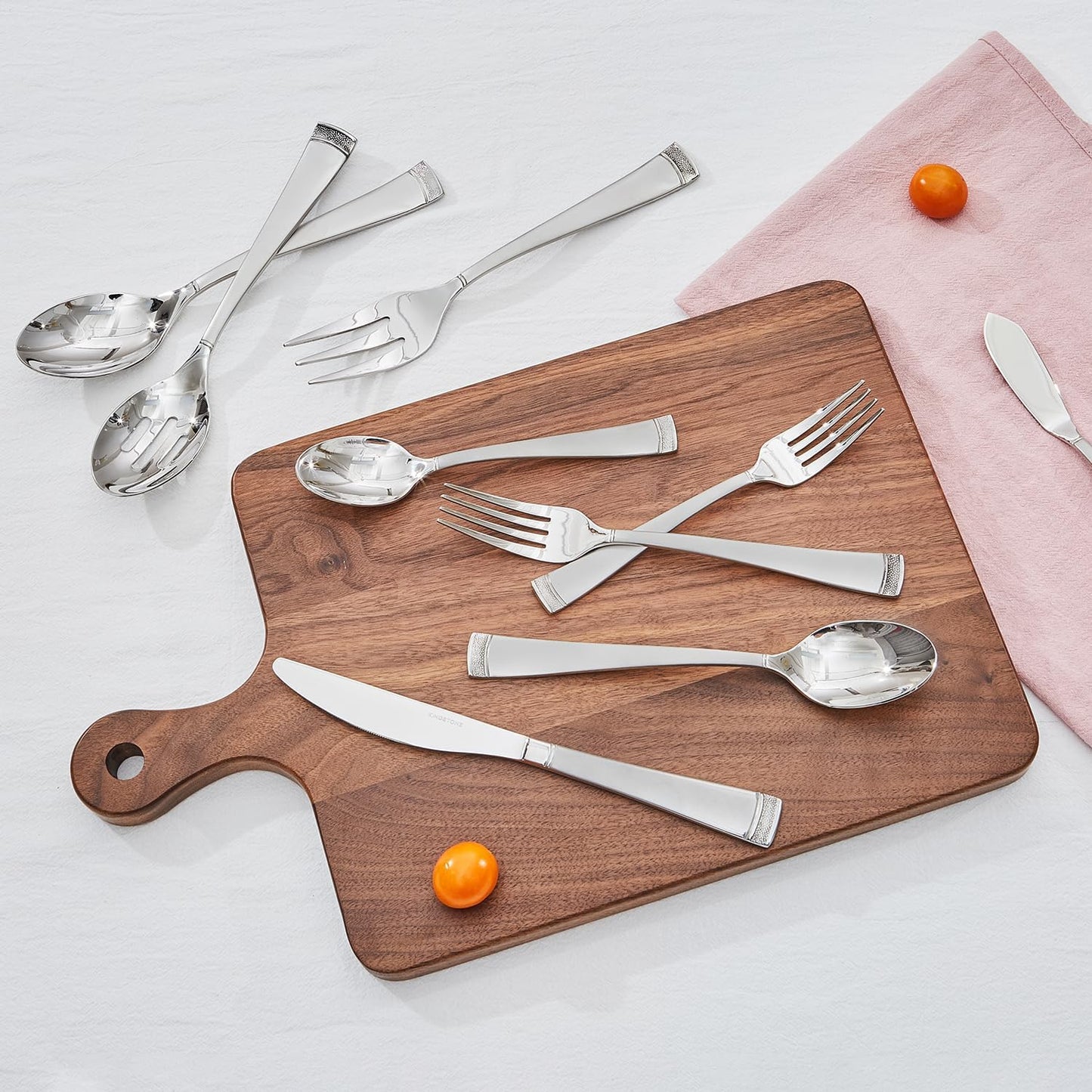 KINGSTONE Silverware Set, 60-Piece Flatware Set for 12, 18/10 Stainless Steel Cutlery Set with Bead Edge, Utensil for Kitchen, Home, Party, Wedding, Mirror Polished, Dishwasher Safe, Featured Gifts