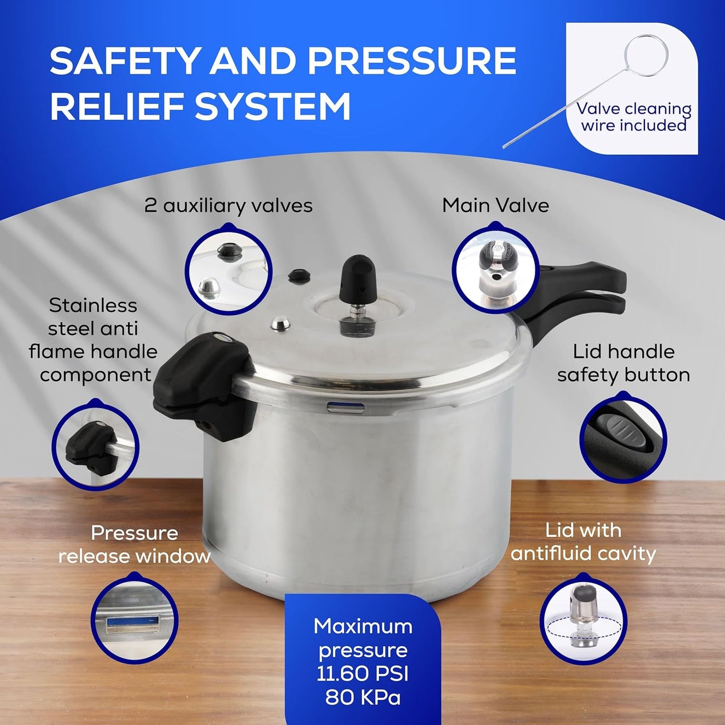 Universal (10.5 Quart / 10 Liter) Anti-Rust Ultra Pressure Cooker, Aluminum Construction for 11 Servings, and Even Heat Distribution, Diameter 10.4 inches, Height 10.6 inches