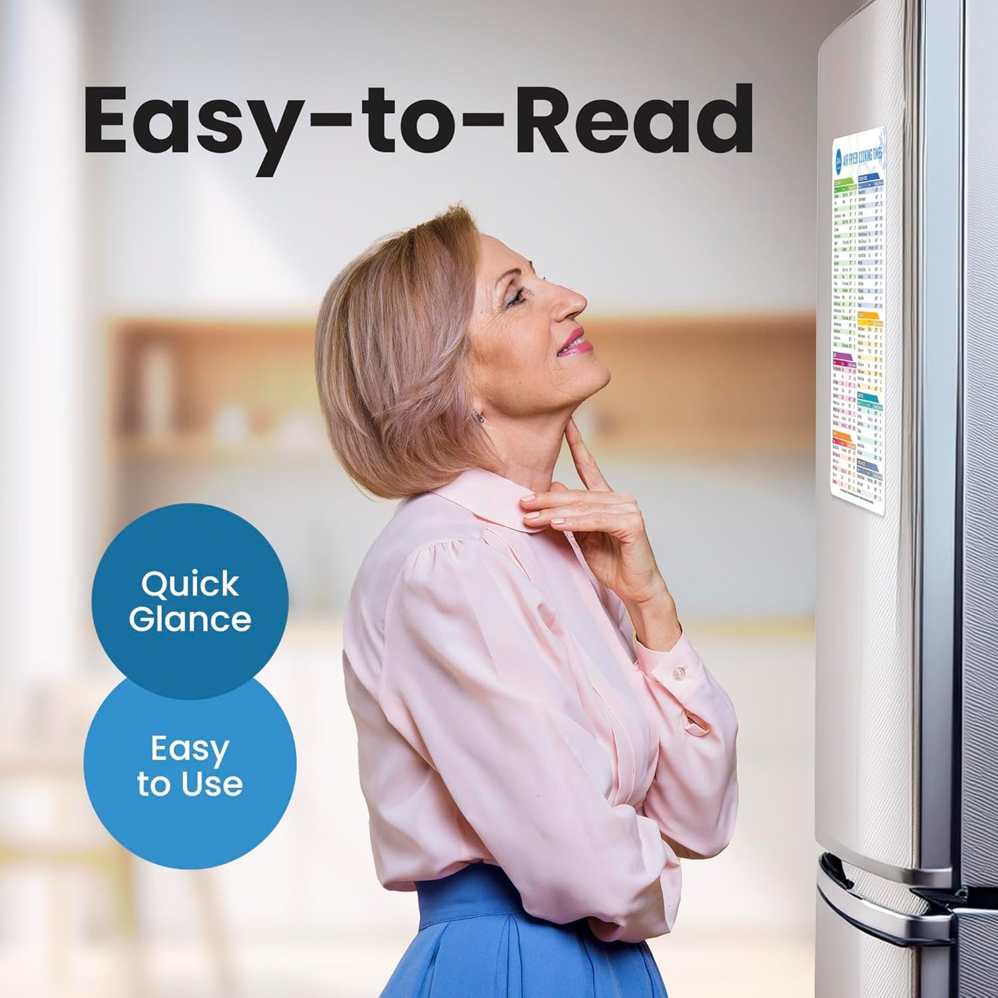 Air Fryer Magnetic Cheat Sheet Set - Air Fryer Accessories Cookbook - Easy to Use AirFryer Time Chart Set As Seen on the Today Show - Strong Magnet Quick Reference Cooking Guide for Frying (White)