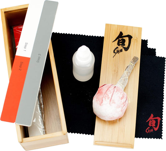 Shun Knife Care Kit, Polishing and Cleaning Kit for Knives, Restore Tarnish, Discoloration and Surface Rust, Knife Maintenance Set for Professional and Home Chefs