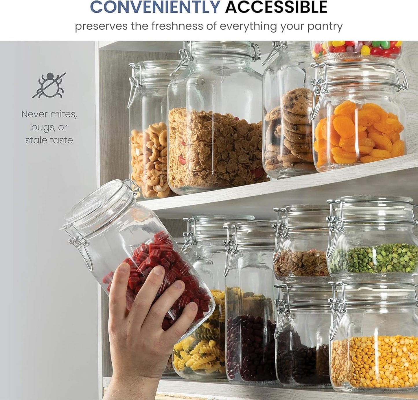 Bormioli Rocco Fido 5L Glass Jar - 169oz Airtight Storage with Metal Clamp & Rubber Gasket - Ideal for Fermentation, Home Canning, Dry Food Storage - Great for Kitchen Organization, Made in Italy