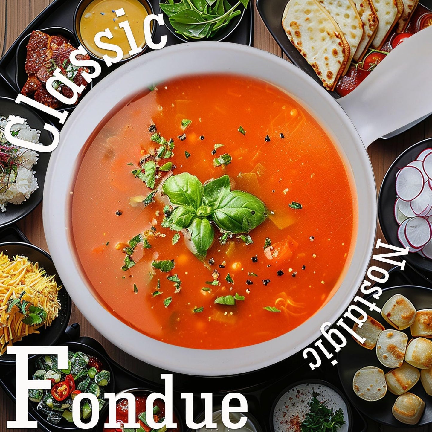 Artestia Serene Summits Swiss Design Fondue Set for Party - 2L Large Capacity Ceramic Fondue Pot Melting Cheese, Chocolate, 6 Fondue Forks, Fondue Party, Wedding Gifts