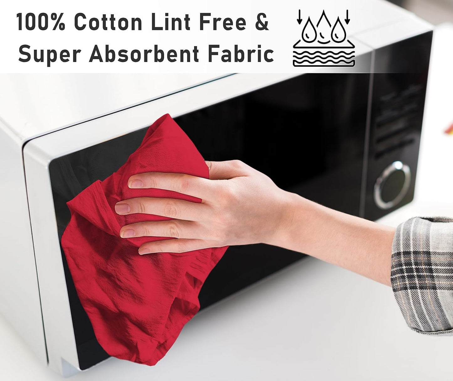 RUVANTI Flour Sack Towels 24 Pack 28x28 Inch, 100% Cotton Tea Towel, Reusable, Machine Washable, Absorbent BarTowels - Dish Cloth Perfect for Drying Dishes & Cleaning - Red