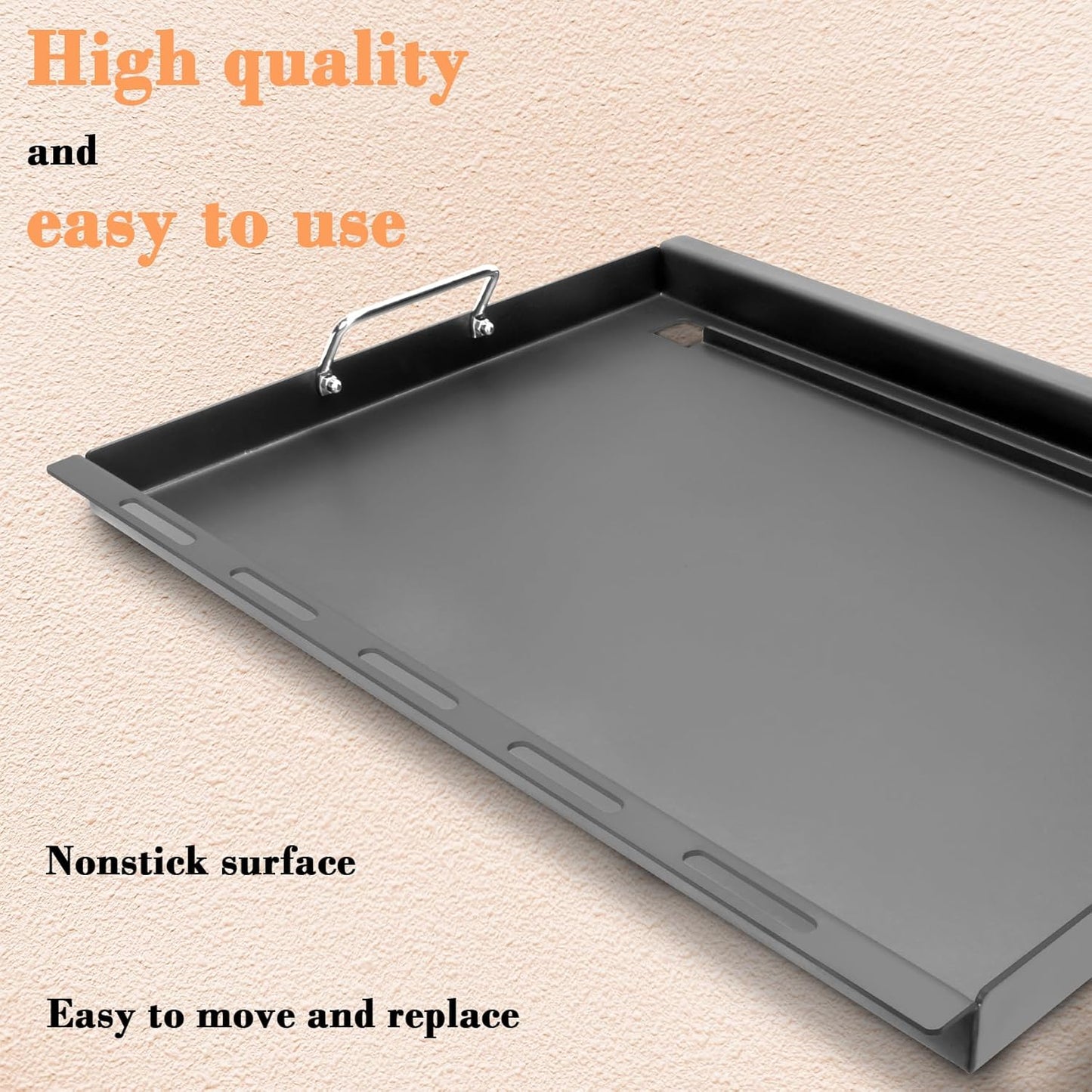 Full Size Griddle Inserts Replacement Parts for Nexgrill 4 Burner 720-0830H 720-0830 720-0830X Gas Grill, Flat Top Griddle with Handle for Nexgrill 5 Burner 720-0888N 720-0882S 720-0888 720-0882A