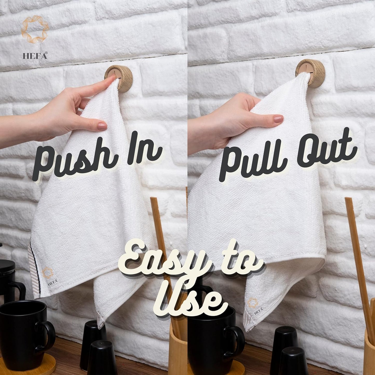 HEFA Towel Holder, Towel Hooks, Dish Towel Holder, Kitchen Organization, Bathroom Accesories, Kitchen Towel Hook, Kitchen Towel Holder, Christmas Gift, Kitchen Gadgets 4 Pack