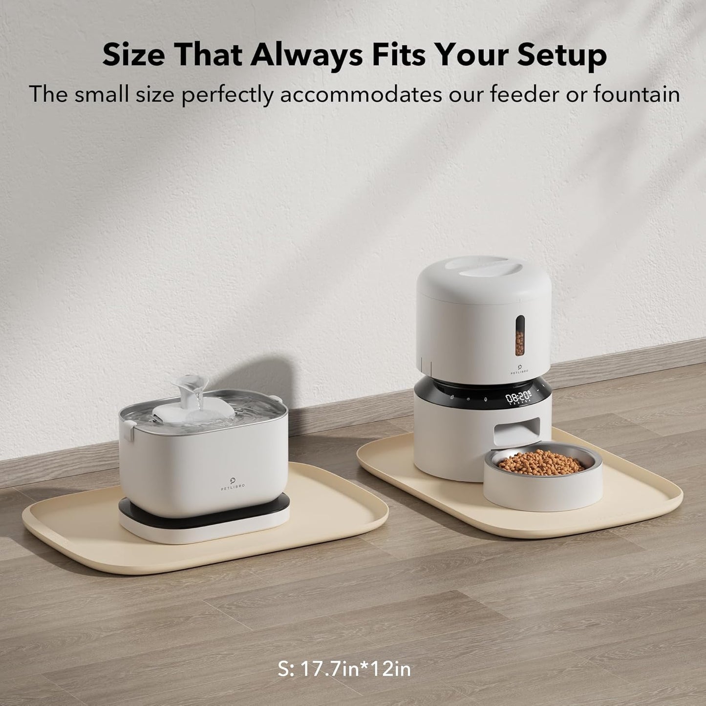 PETLIBRO Pet Food Mat for Cat & Dog, Waterproof Non-Slip Silicone Cat Food Mat for Feeder & Fountain, Dog Food Mat for Bowl & Waterer, Raised Edge Spill Protection Floor, Cove Feeding Mat 17.7"x12"