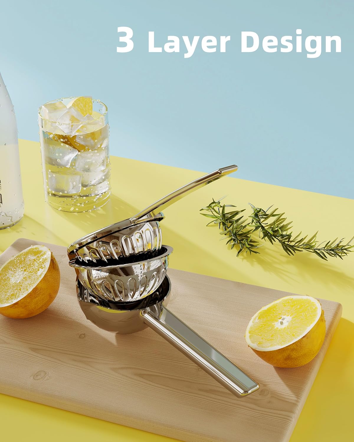 Lemon Squeezer Stainless Steel - Heavy Duty Solid Metal Squeezer Bowl - Large Manual Citrus Press Juicer and Lime Squeezer - 2 in 1 hand Juicer - Store Juice -No Splashing (Silver)
