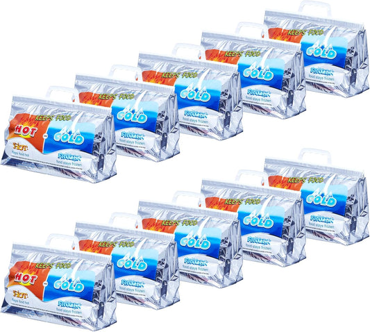 Superio Hot and Cold Insulated Bags for Food Delivery, Grocery Shopping Bags, Food Storage for Hot and Frozen Food for Travel, Disposable Cooler Bag, Reinforced Thermal Lunch Bag (10, 13"x5.5"x8.5")