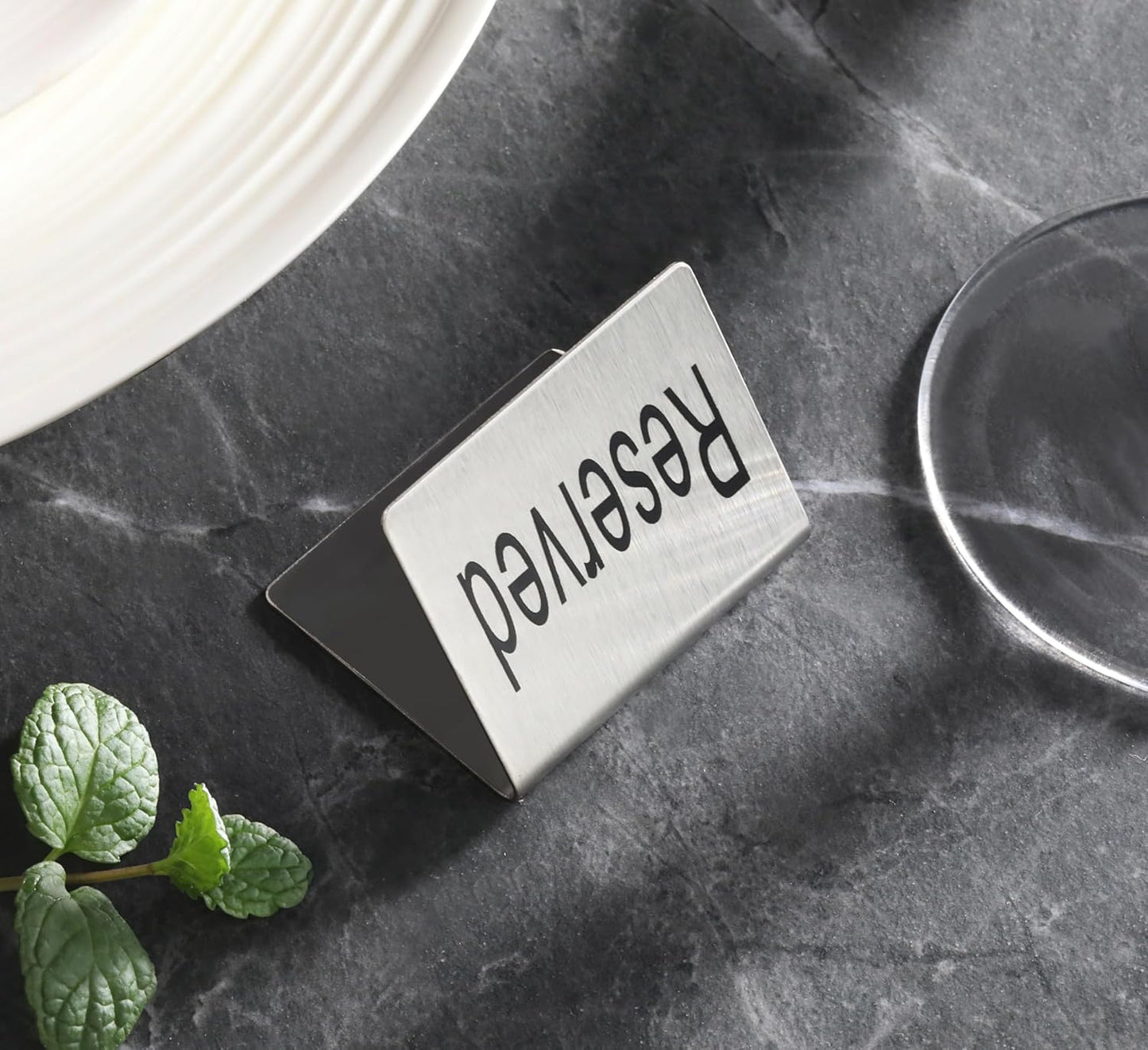 New Star Foodservice Stainless Steel Table Tent Sign (Silver (Reserved), 2"x 1.5" (Set of 2))