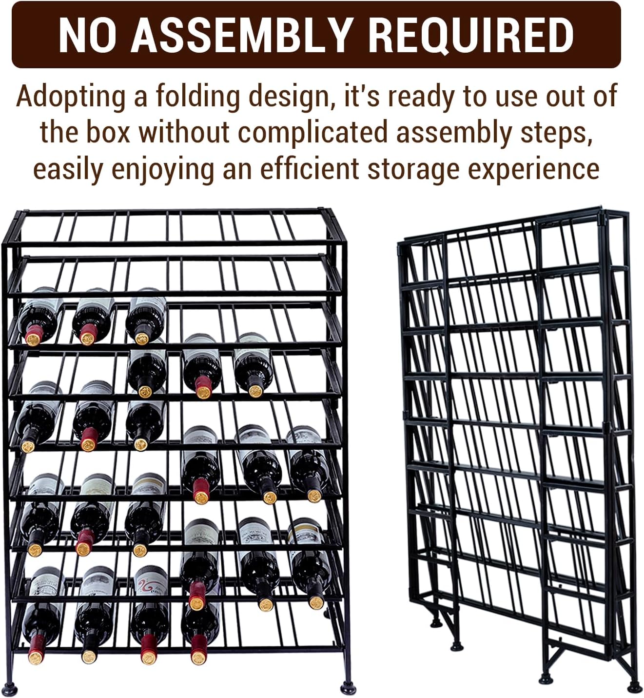 Wine Rack Freestanding Floor,Gray Metal Wine Rack, 9 Tier Wine Stand,Wine Storage Holds up to 54 Bottles,No Assembly Required