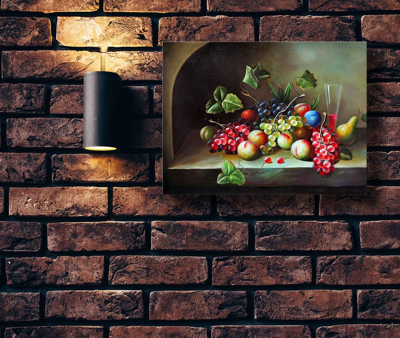 Looife Kitchen Still Life Canvas Wall Art, 48x32 Inch Gallery Wrapped Vintage Fruit Painting Picture Prints Wall Decor, Food Art Deco for Dining Room and Bar Wall Decoration