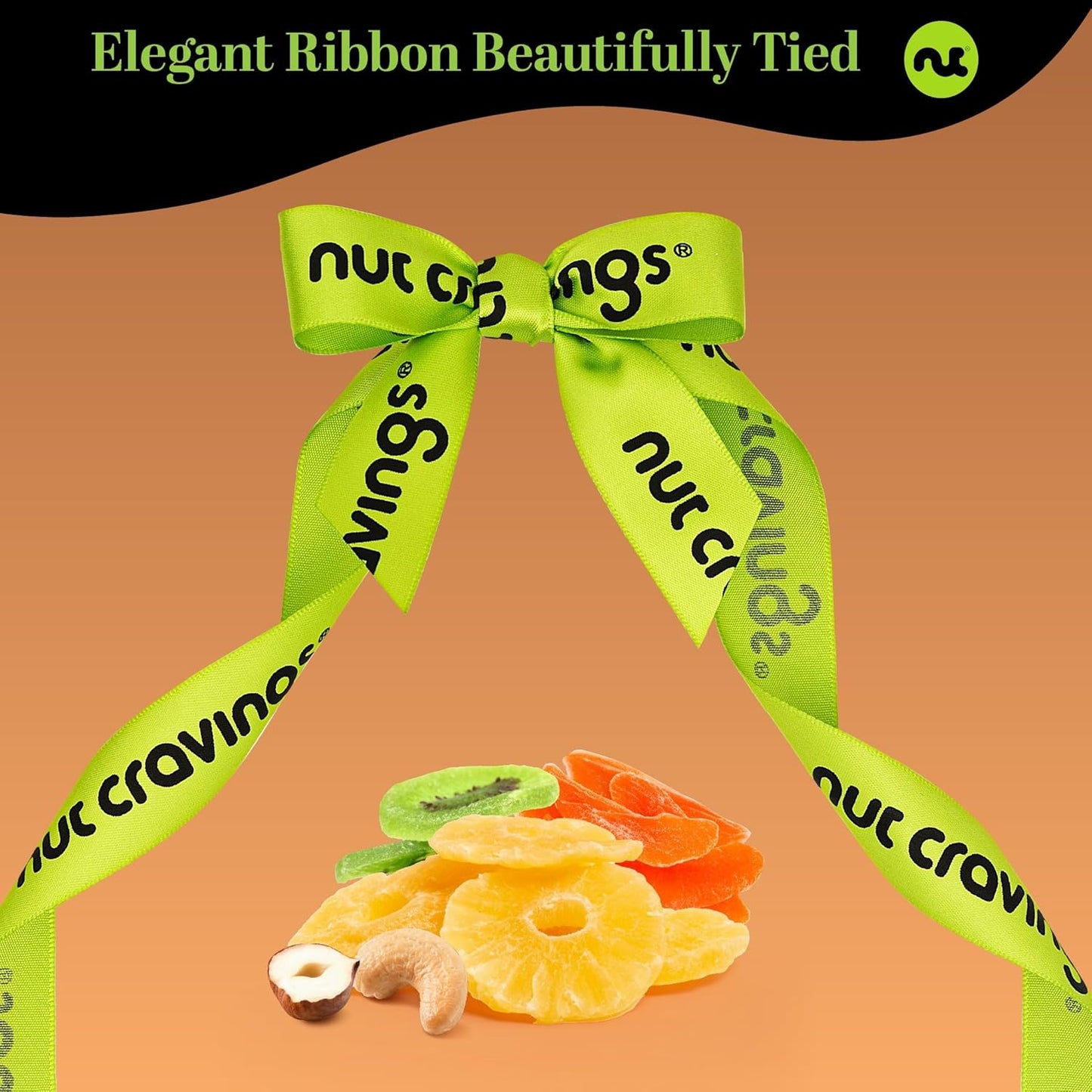 NUT CRAVINGS - Rosh Hashana & Shana Tova Dried Fruit & Mixed Nuts Gift Basket in Reusable Wooden Tray + Ribbon (12 Assortments) Food Arrangement, Healthy Snack Care Package, Food Assortments