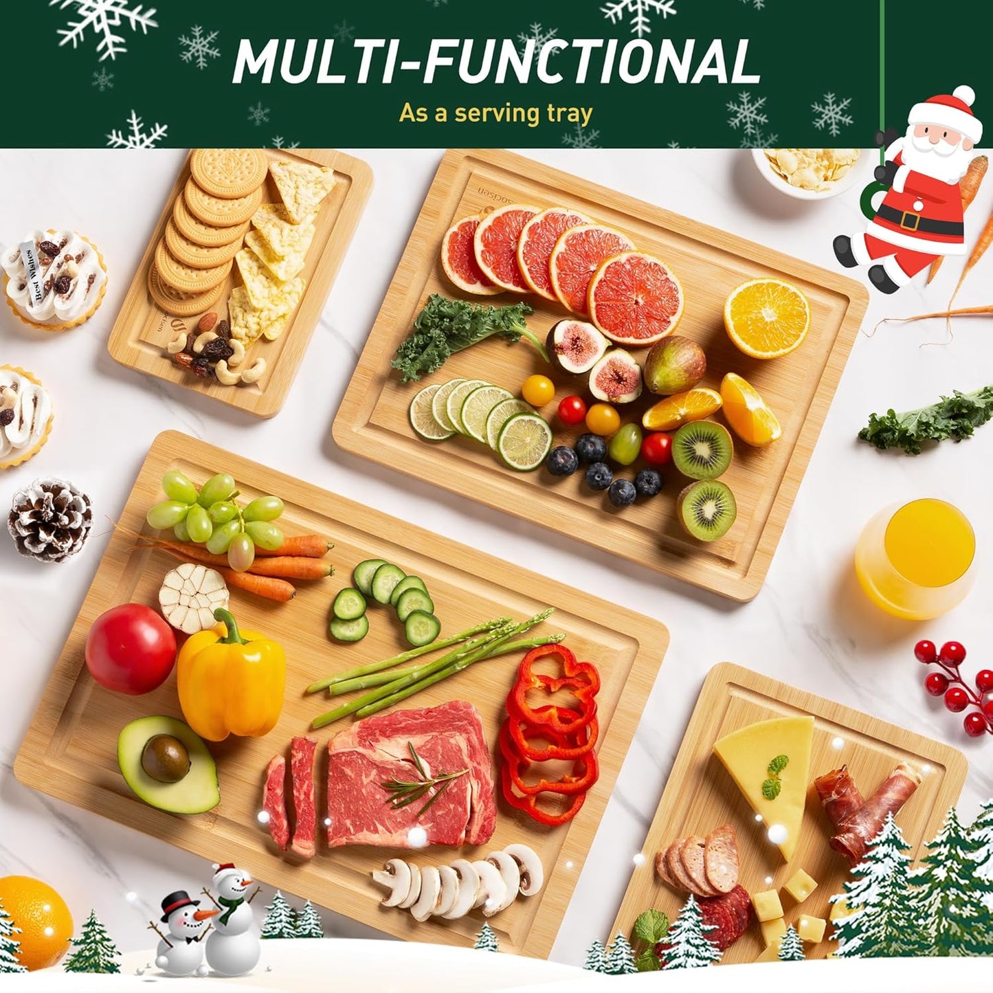 Bamboo Cutting Board Set Non Slip Feet Over Sink Adult Women Her Sister Aunt Wife Hustband Lady Auntie Titi Bestie Soul Happy Christmas Xmas Birthday Gifts Cool Unique Aesthetic 30 40 60 70 Year Old