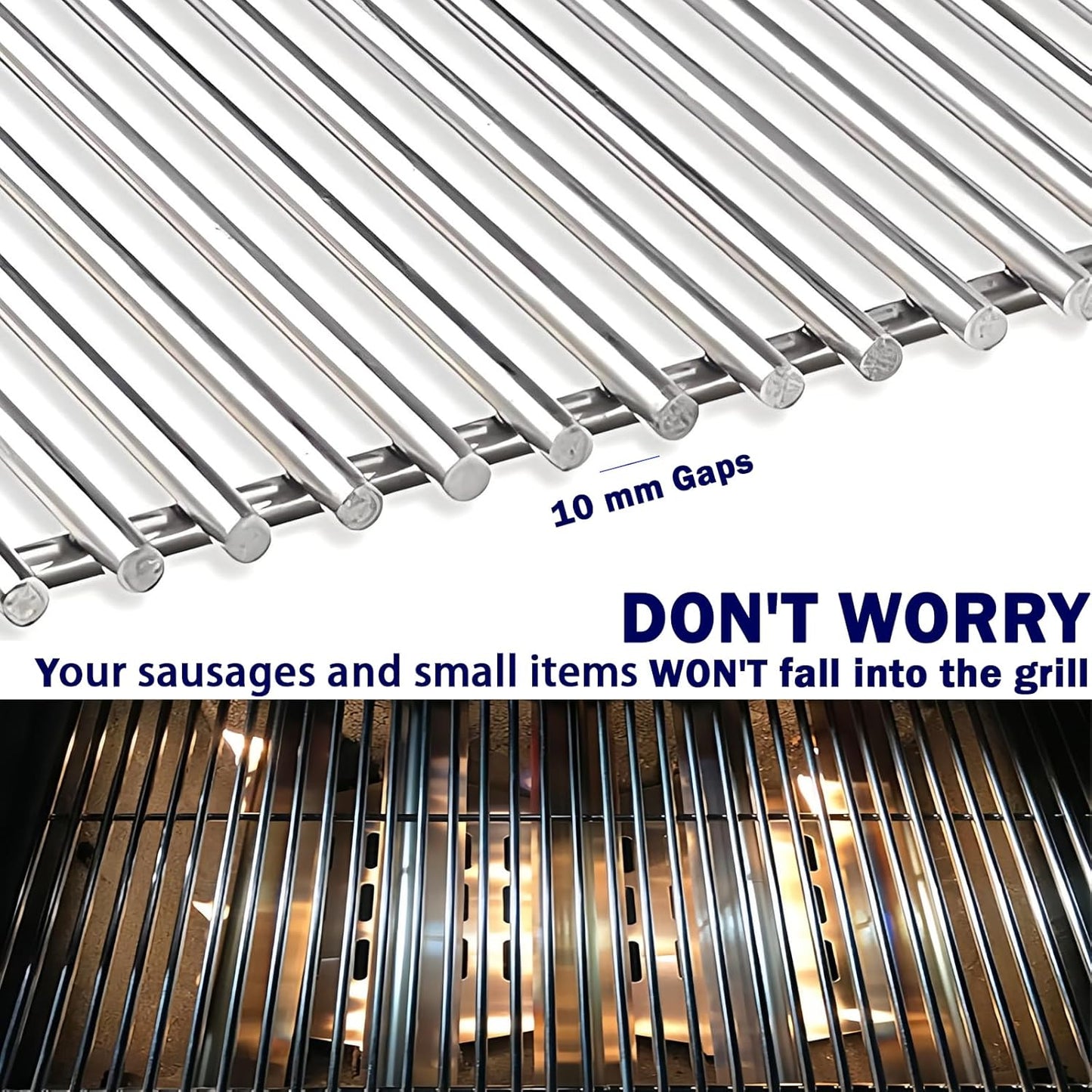 Genesis Grill Grates for Weber Genesis 300 Series, Cooking Grates Grill Parts for Weber Genesis E310 E320 E330 S310 S320 S330, 19.5" Steel BBQ Grids Replacement for Weber 7528/7524 Cast Iron Grate