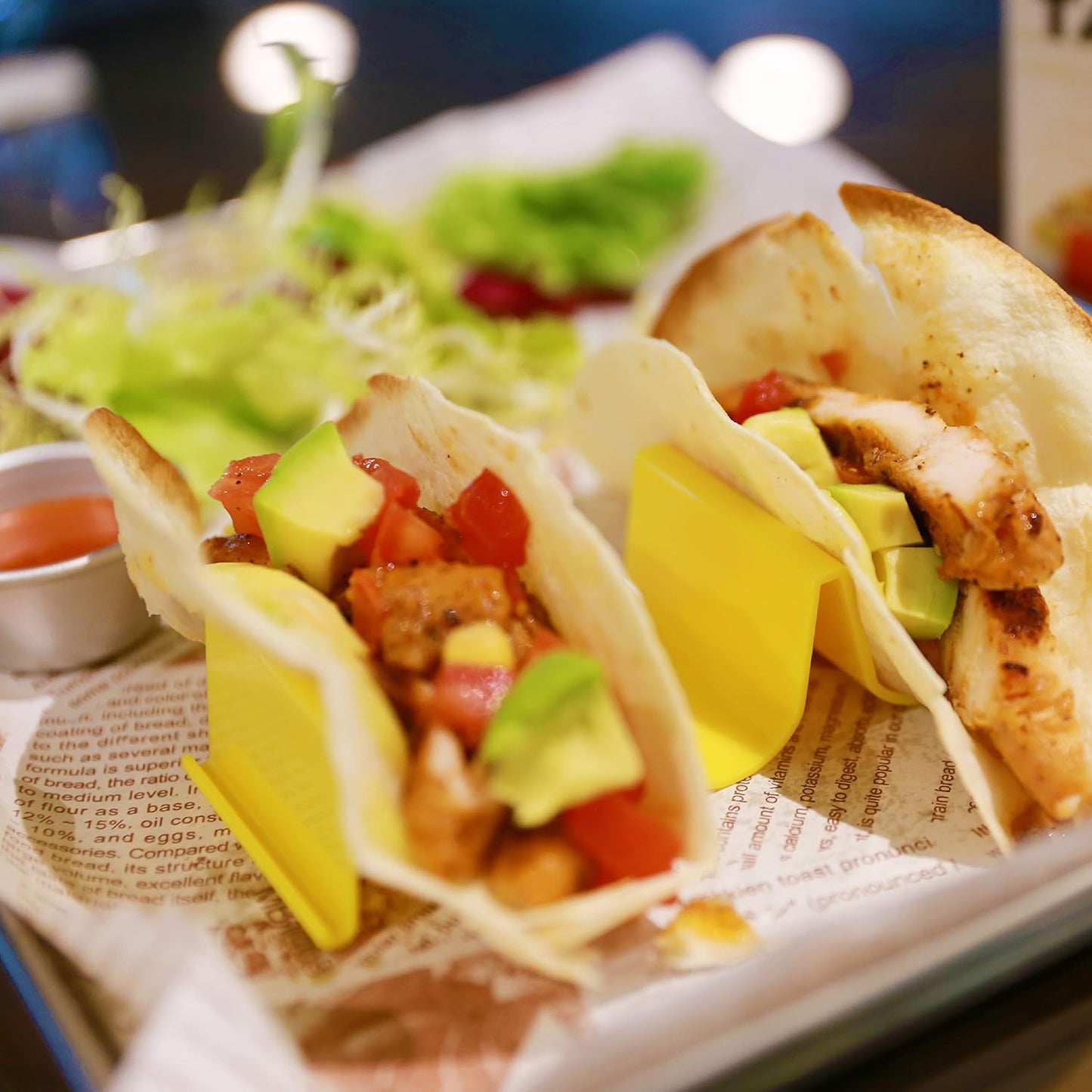 Ginkgo Taco Holder Stand Set of 6, Colorful Taco Plates Tray Rack for Holiday Gift, Party, Christmas and New Year, Taco Tuesday Decorations