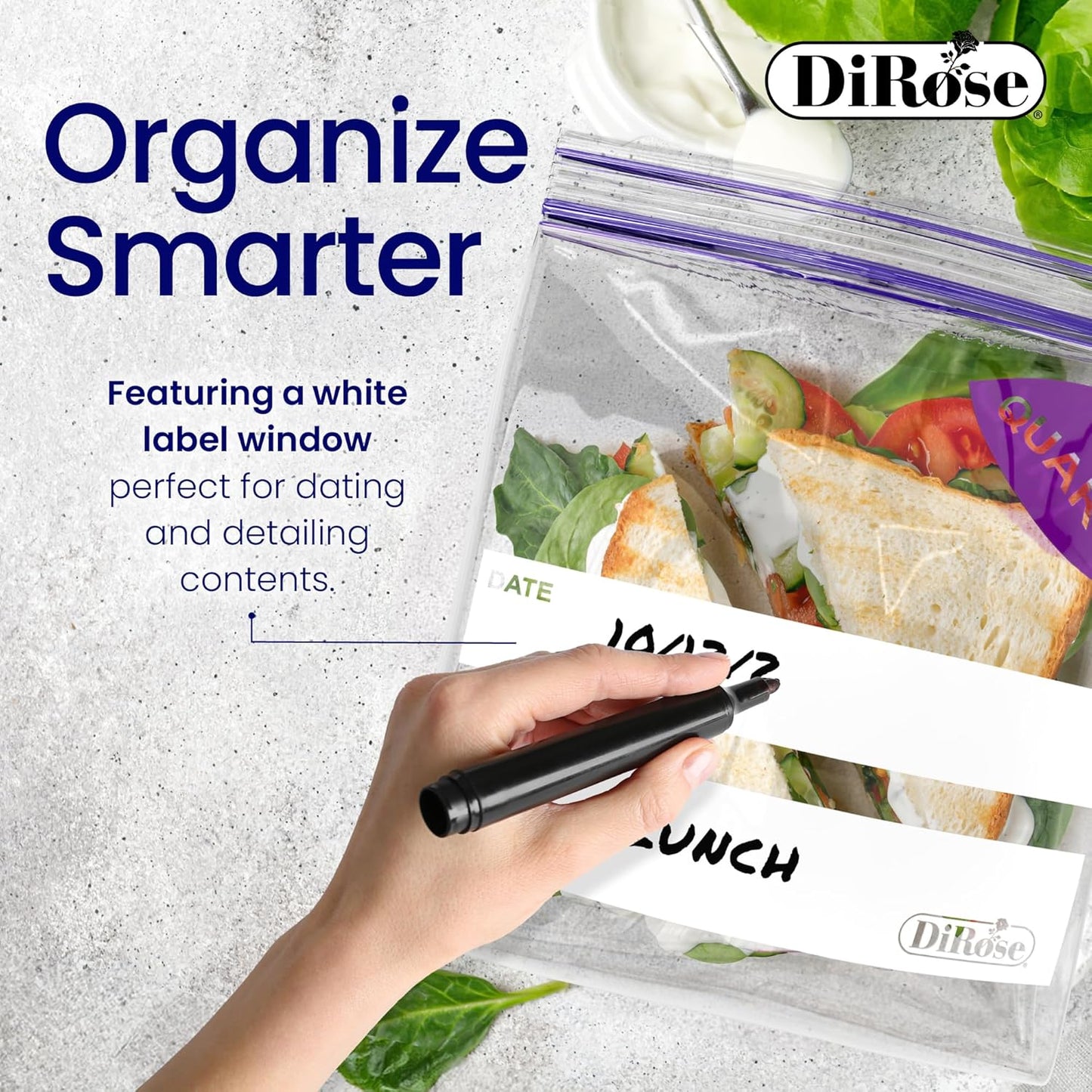 DiRose Quart Bags Pack of 500 – 1 Quart Reclosable Food Storage Bags – Practical and Durable Design – Food Safe Non-BPA Material – Easy Double Zip Closure – Ideal for Food, Snacks, Organizing