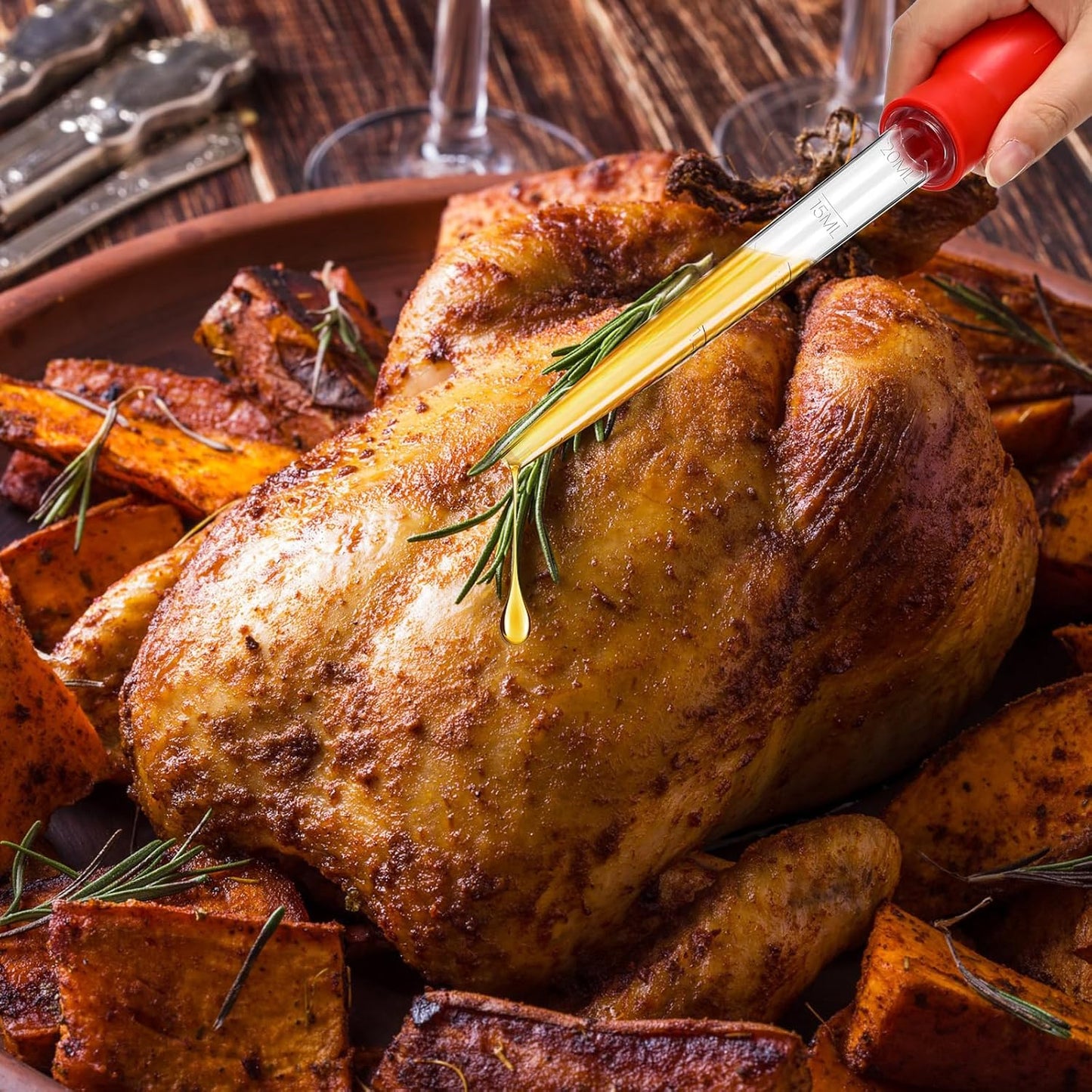 Boao 14 Pcs Heat-resistant Turkey Baster Cooking Set Includes 8 Pcs 11 Inch Turkey Baster, 2 Silicone Basting Brush, 4 Cleaning Brush for Thanksgiving Cooking, BBQ Grill, Baking Meat(Bright Color)