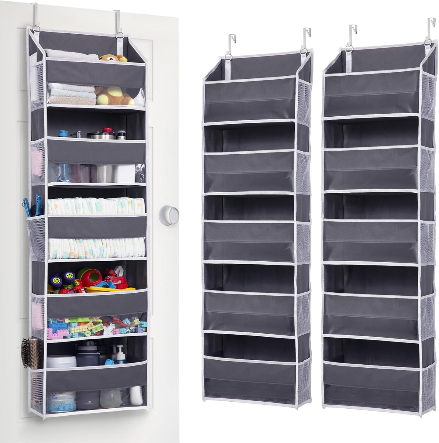 ULG 2 Pack 5-Tier Over The Door Organizer Dark Gray