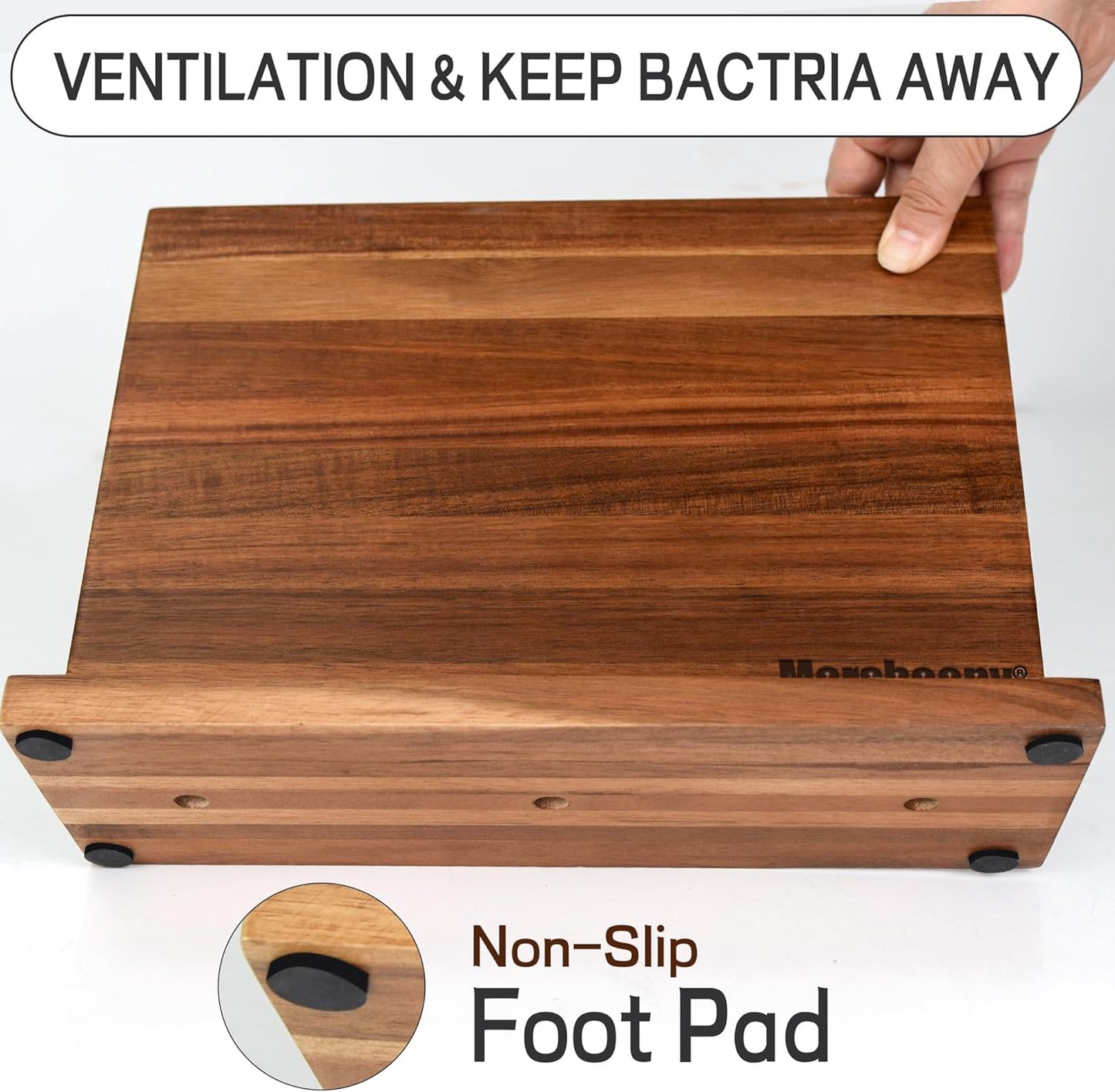 Home Kitchen Magnetic Knife Block，Double Sided Magnetic Knife Holder Rack for Kitchen Counter，Acacia Wood with Strong Enhanced Magnets Knife Storage Stand