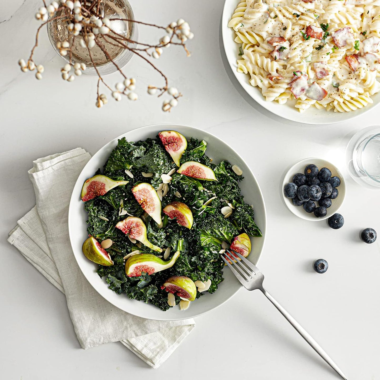 Y YHY 9" Pasta Bowls, 40oz Large Salad Bowls Set of 6, Wide Shallow Ceramic Bowls for Serving Soup, White Dinner Plates Set for Kitchen, Microwave Dishwasher Safe