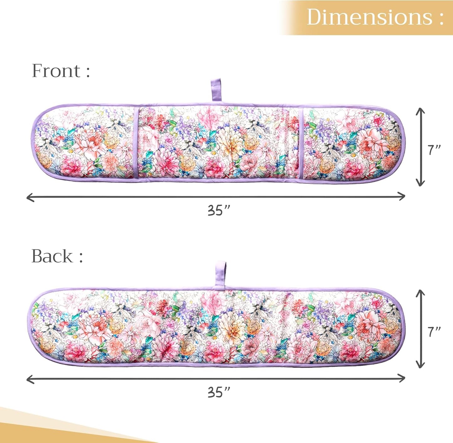Maison d' Hermine Double Oven Mitts 100% Cotton 7"x35" Double Oven Mitt Heat Resistant BBQ Cooking Gloves with Loop, Baking, Grilling, Home, Kitchen, Handling Hot Pans Spring Summer (Floral Love)