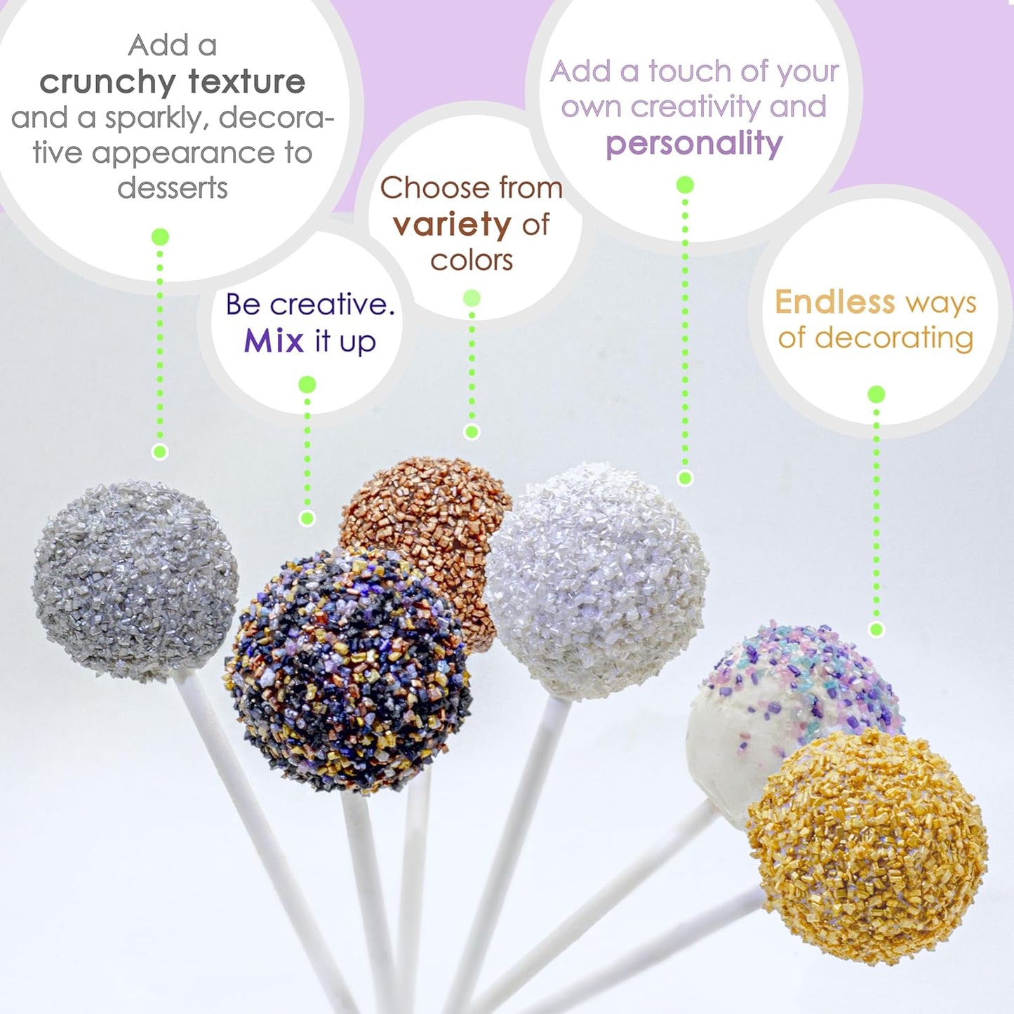 Bakerpan Pearlized Sugar Sprinkles for Baking - 5 Ounce - Sparkling Black Decorating Sugar Crystals for Cookies, Cake Pops, Ice Cream (Made in USA)