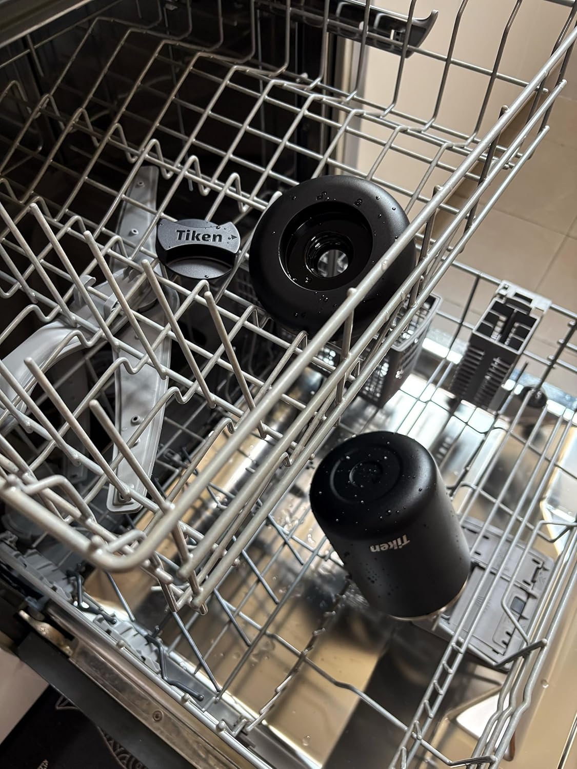 Tiken Airtight Coffee Canister Compact Size for Outdoors - Double Wall Stainless Steel, UV Blocking, Switchable to Food Storage Container 660ml Black