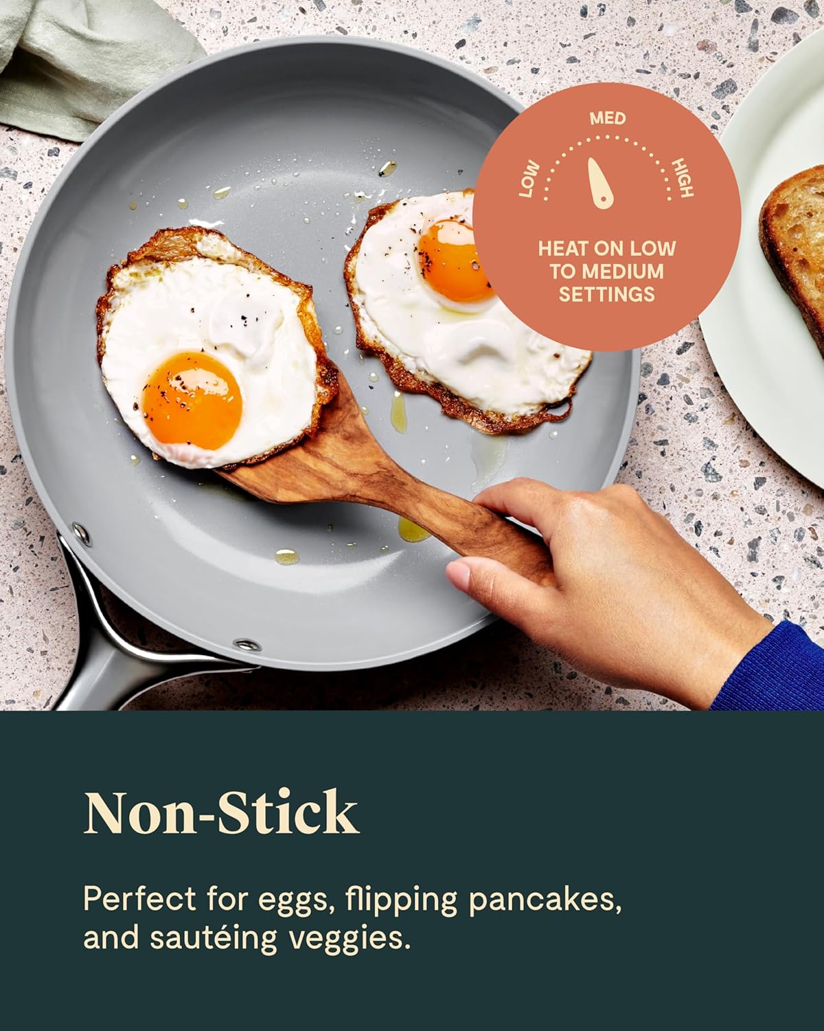 Caraway Nonstick Ceramic Mini Fry Pan With Glass Lid (1.05 qt, 8") - Non Toxic, PTFE & PFOA Free - Oven Safe & Compatible with All Stovetops (Gas, Electric & Induction) - Gray