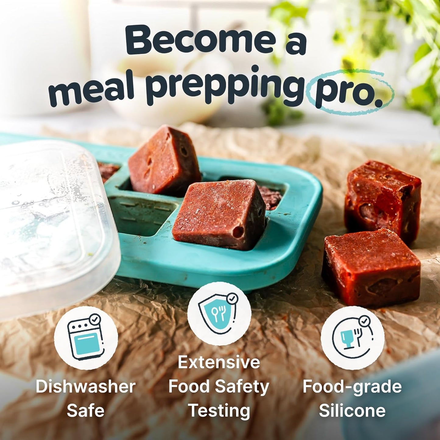 Souper Cubes 2 Tbsp. Silicone Freezer Molds - Perfect for Storing Garlic, Herbs, Ginger, Pesto, Tomato Paste, Lemon Juice, Purees and More - Silicone Baby Food Freezer Tray - Aqua – 1-Pack