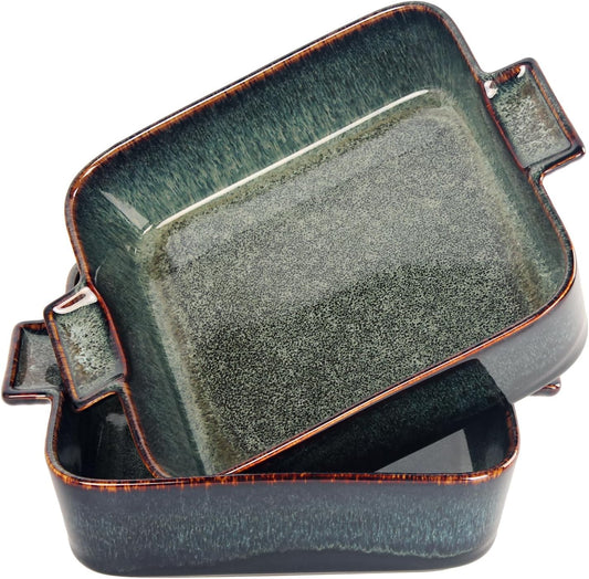 Ceramic Casserole Baking Dish - 16 Ounces Baking Dish for Oven, Lasagna Pans, Oven Safe Durable Bakeware for Kitchen Home Decor, Banquet and Dinner, Square 2 pieces 5.5 x 5.5 Inch