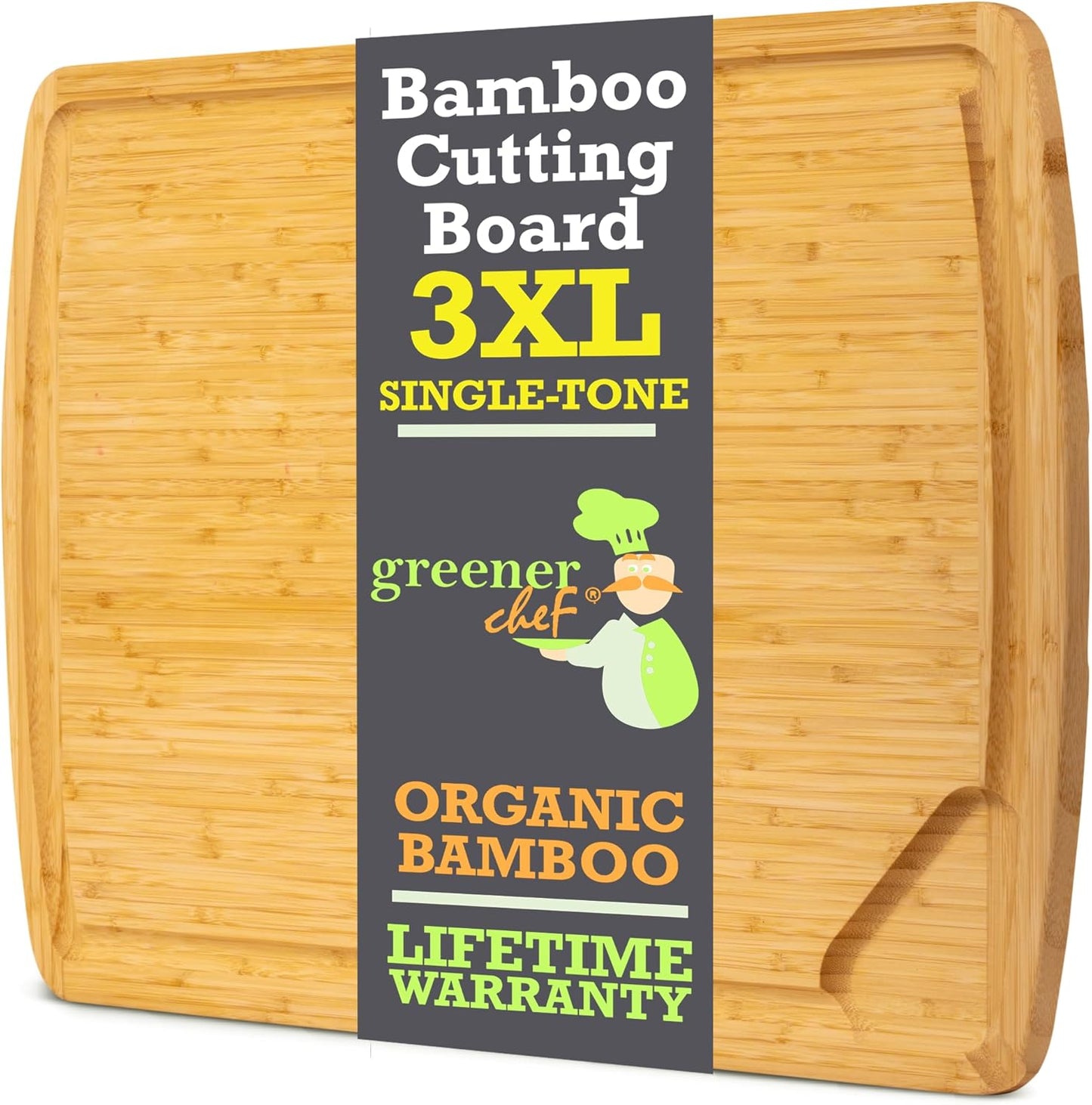 GREENER CHEF 30 Inch 3XL Extra Large Cutting Board with Lifetime Replacements - Oversized Bamboo Stove Top Cover Noodle Board - Wooden Meat Cutting Board - Turkey Carving Board - Charcuterie Board