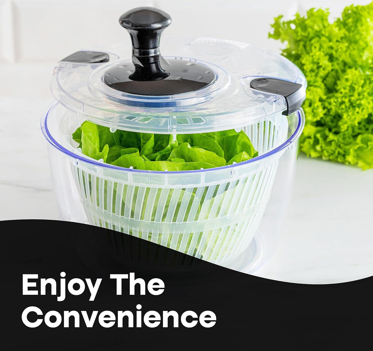 Joined Large Salad Spinner with Drain, Bowl, and Colander - Quick and Easy Multi-Use Lettuce Spinner, Vegetable Dryer, Fruit Washer, Pasta and Fries Spinner - 5.28 Qt