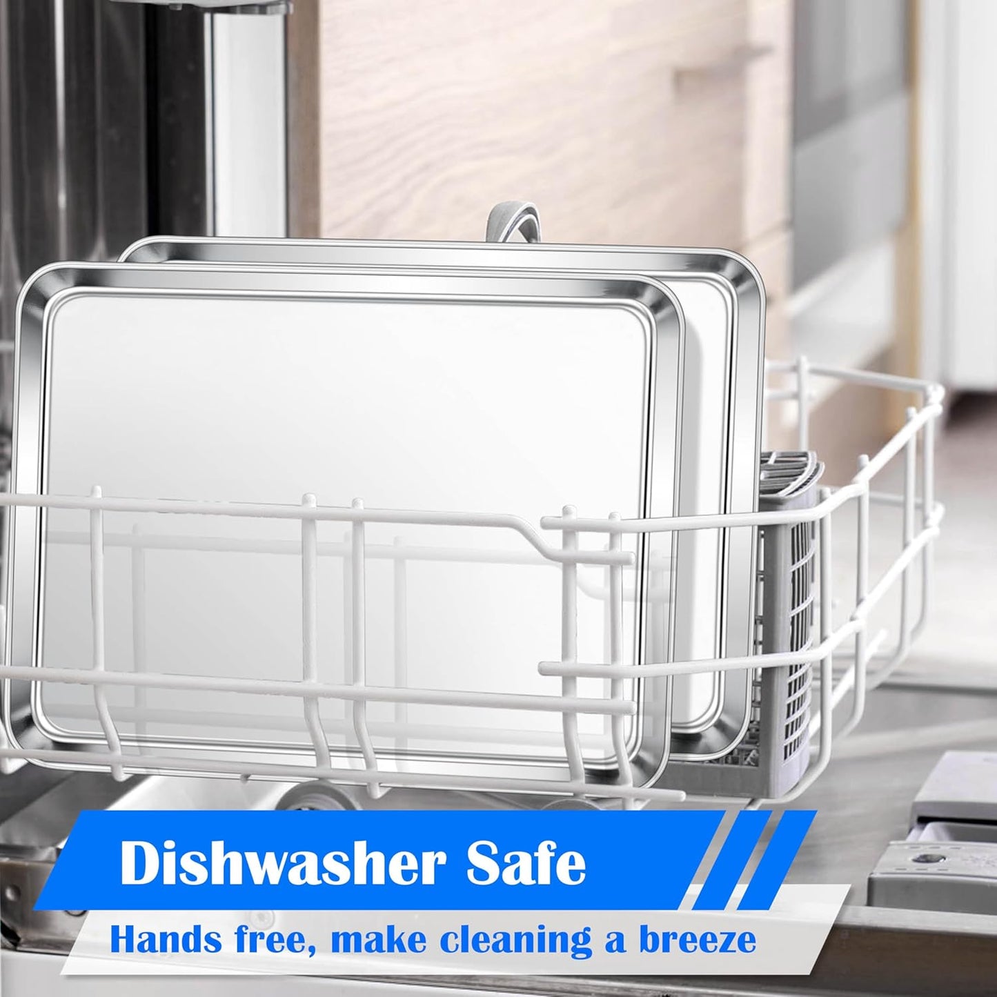 E-far Large Baking Sheet, 20”x14” Stainless Steel Cookie Sheet Pan for Oven, Non Toxic Metal Baking Tray for Cake Cookies, Healthy & Rust Free, Mirror Finish & Dishwasher Safe, 1 Pack