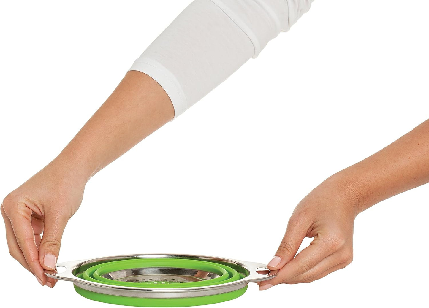 HIC Kitchen Collapsible Colander, Silicone and 18/8 Stainless Steel, 1.5-Quart