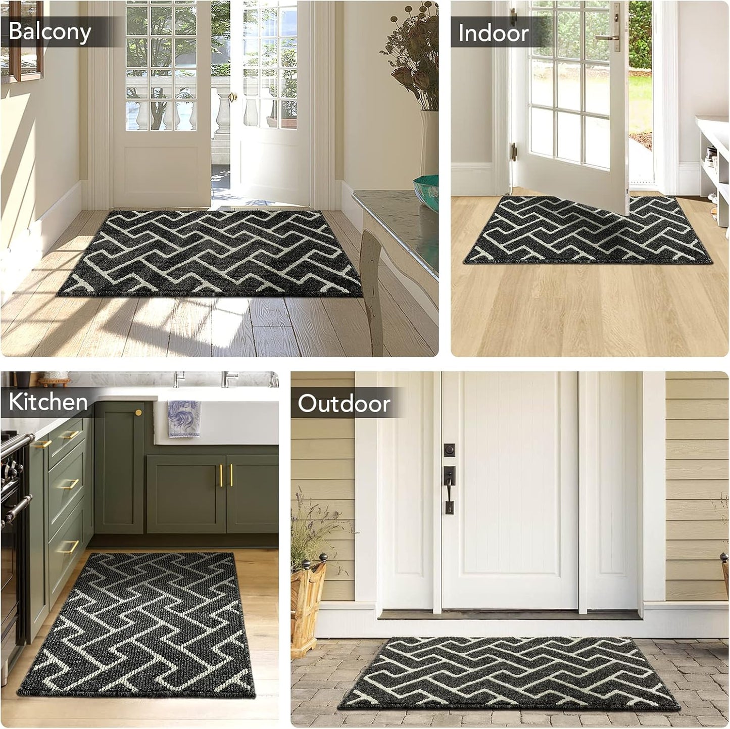 hicorfe Kitchen Rugs and Mats,Kitchen Mats for Floor,20"x48" Non Slip Runner Rug,Absorbent Resist Dirt Comfort Standing Mat Machine Washable for Entryway,Hallway,Front of Sink(Black)