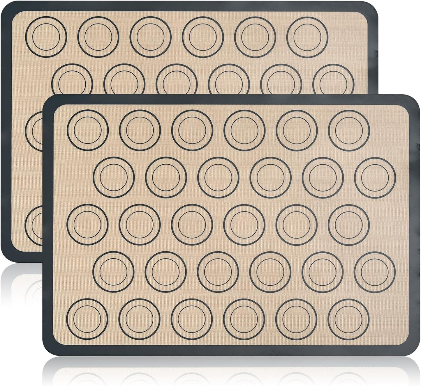 2-Pack Baking Mat with Circles – Silicone Macaron & Cookie Sheet Liners, Non-Stick BPA-Free Reusable Silicone Mats for Half Sheet Pans (16.54" x 11.62"), for Precision Baking & Candy
