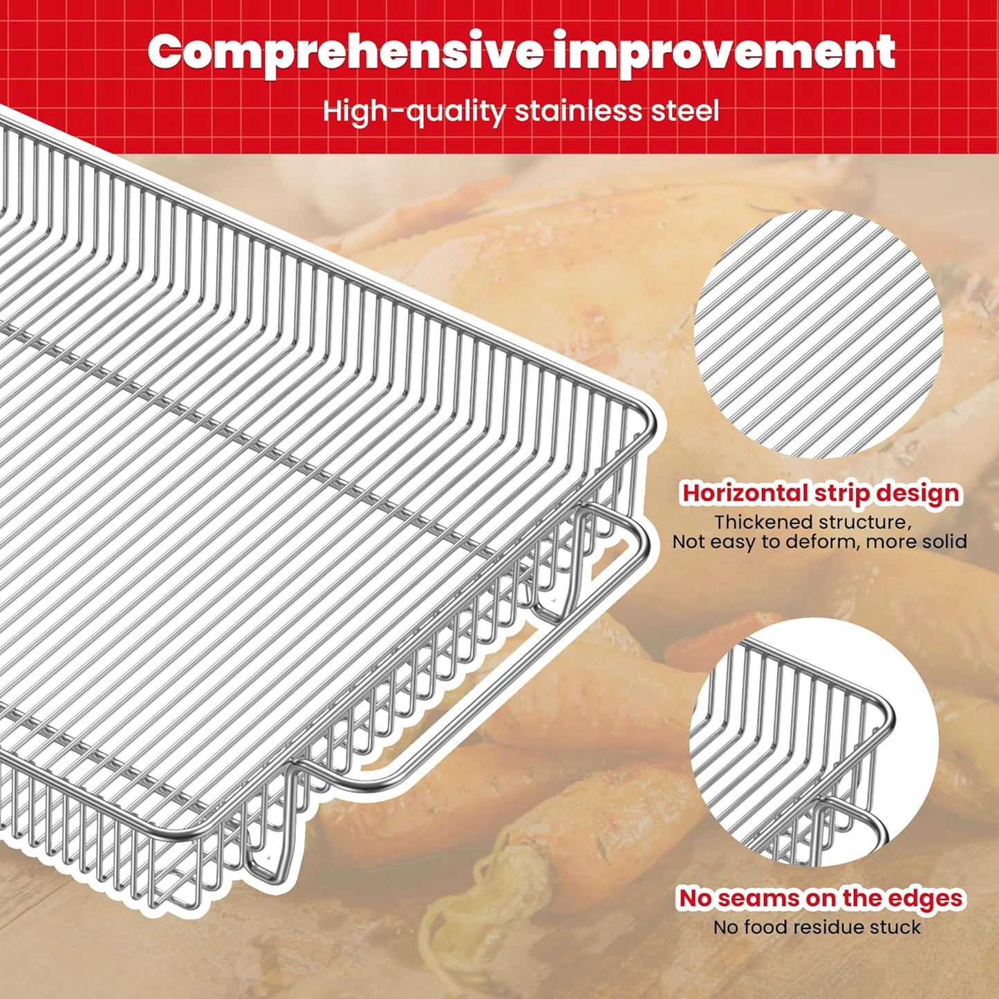 Air Fryer Basket for Oven,Air Fryer Basket and Stainless Steel Baking Tray Pant Oven with 50 Sheets Parchment Papers,Air Fryer Pan Rack for Cooking Baking Dishwasher and Broiling (1 Set M)