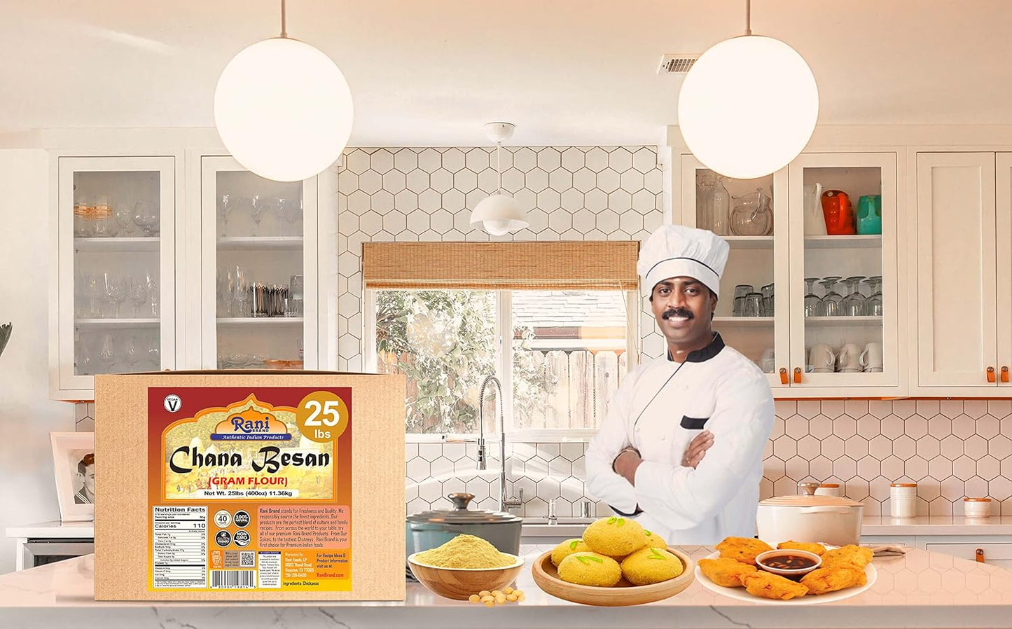 Rani Chana Besan (Chickpeas Flour, Gram) 400oz (25lbs) 11.36kg Bulk Box ~ All Natural | Vegan | Gluten Friendly | NON-GMO | Kosher | Indian Origin