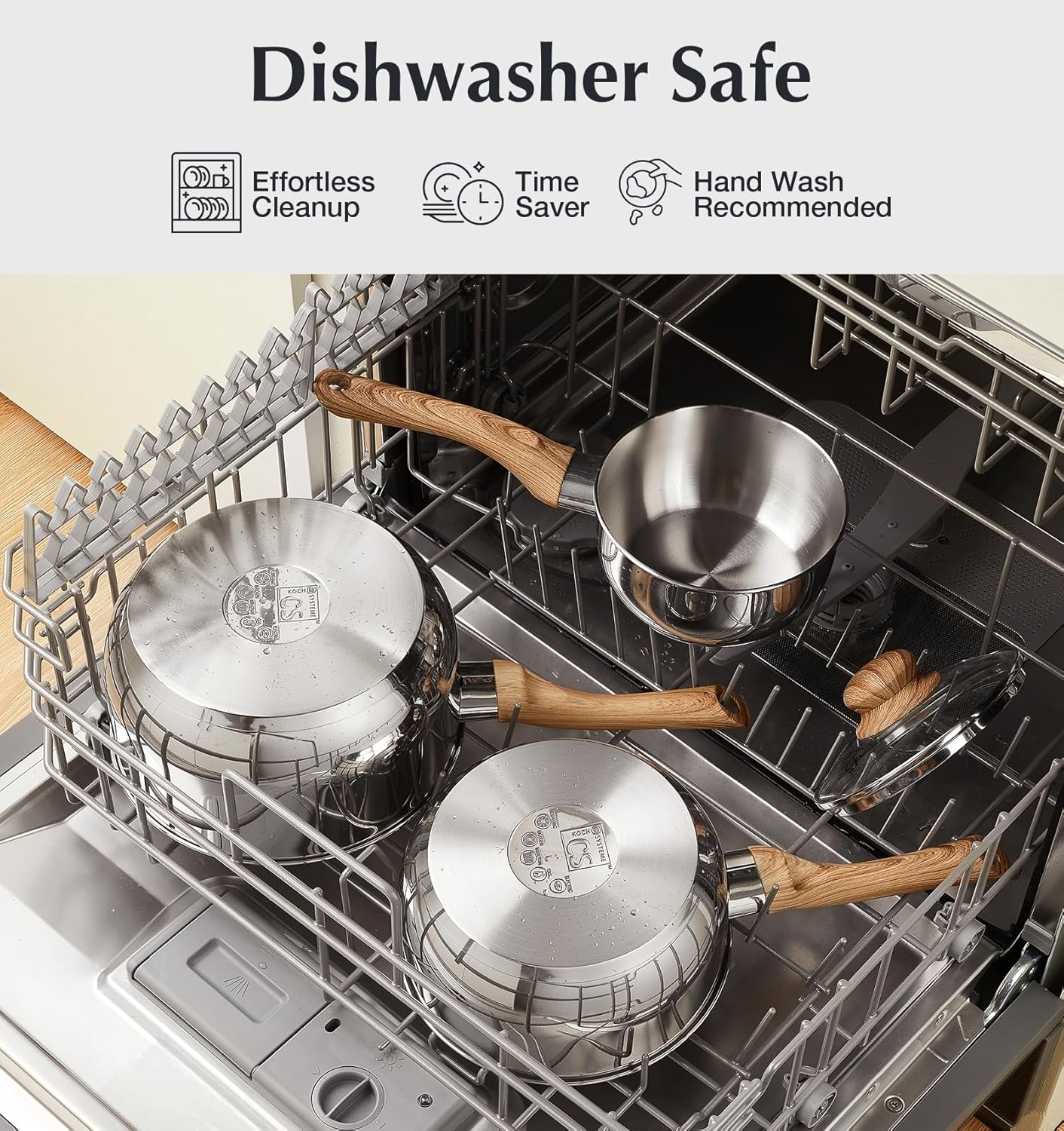 KOCH SYSTEME CS Stainless Steel Saucepan, 3 Quart Sauce Pan with Lid & Cool-Touch Bakelite Handle, 3 QT Saucepan with Lid, Induction Sauce Pan, Stainless Steel Pot 3 Quart