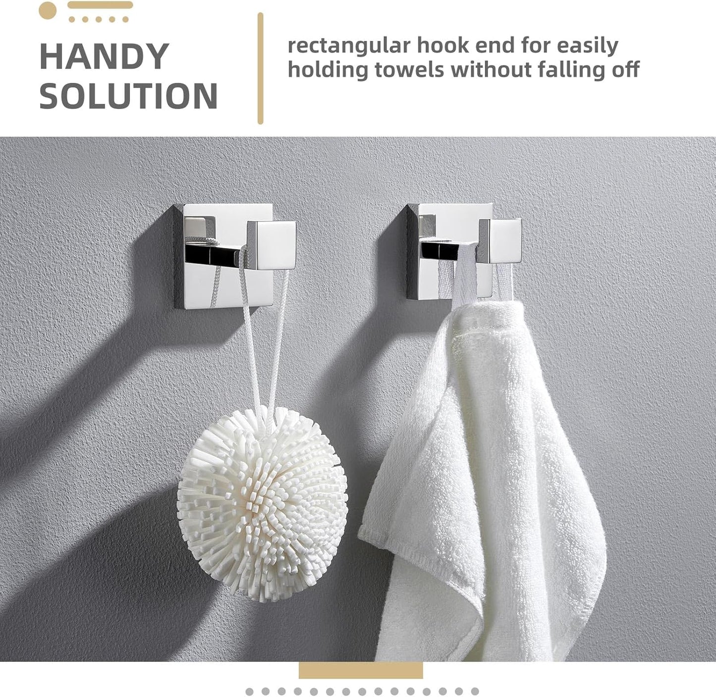 Angle Simple Towel Hooks, SUS 304 Stainless Steel Bathroom Towel Hooks, Wall Robe Coat Hanger, Polished Chrome, 2 Pack