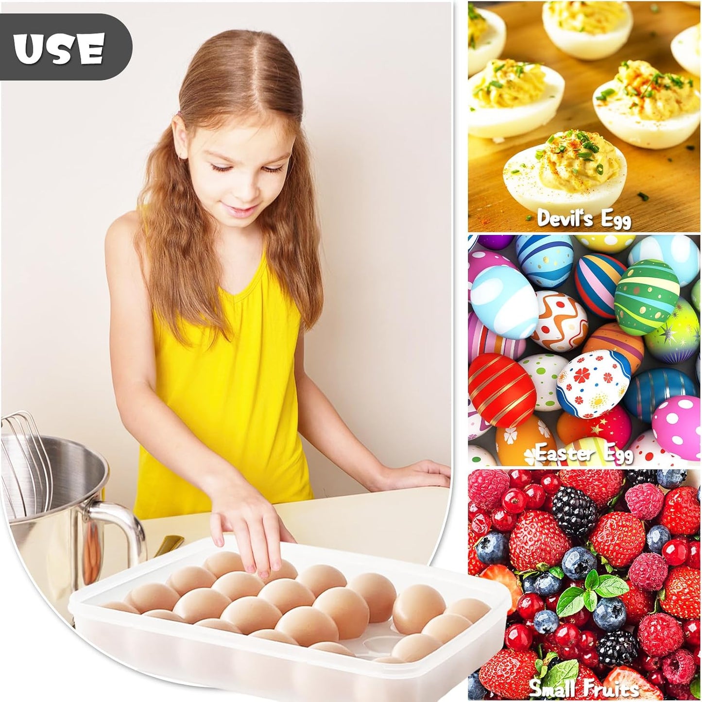 Deviled Egg Containers with Lid, (Set of 2),Stackable Plastic Egg Holder for 48 Eggs,Clear Egg Storage Holder for Fridge,Keep Fresh,Easter,Thanksgiving Party Kitchen Supplies