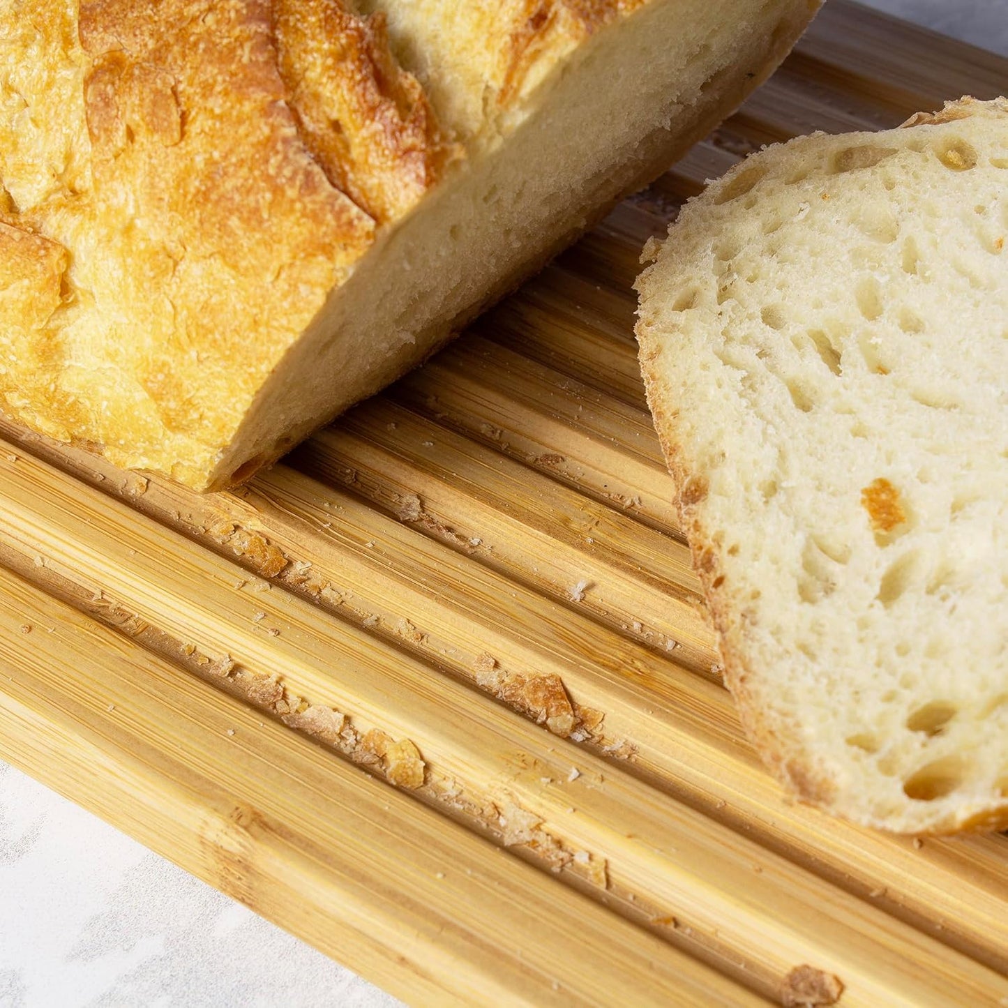 Totally Bamboo Bread Box for Kitchen Countertop – Bamboo Wood Bread Storage Container with Removable Cutting Board Lid and Crumb Catcher | Bread Bin for Loaves and Baked Goods