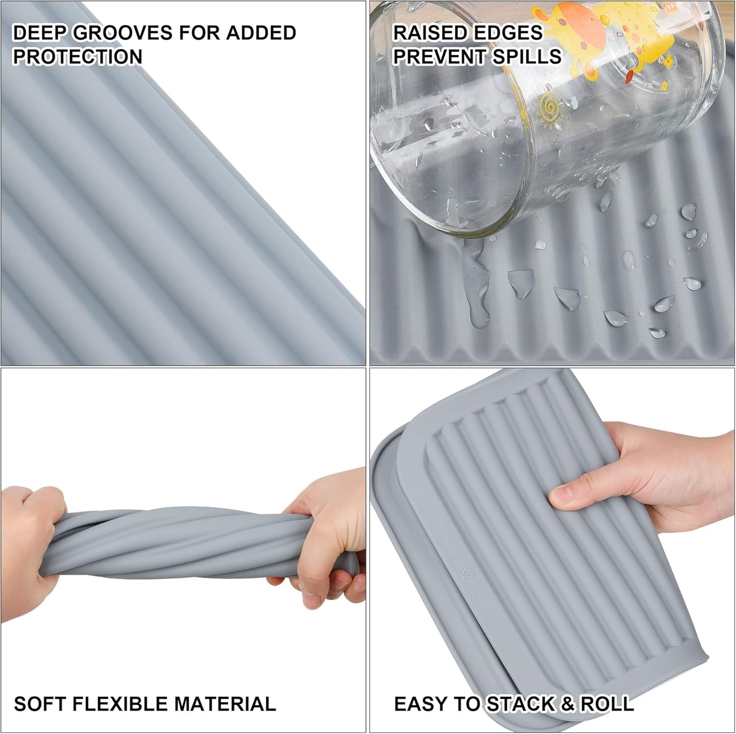 Silicone Trivet Mat-Trivets for Hot Pots&Pans-Hot Pads for Kitchen-Versatile Trivets for Hot Dishes-Heat Resistant Mats for Counter&Table, Silicone Pot Holders Drying Mat (9x12) Pack 2 Black