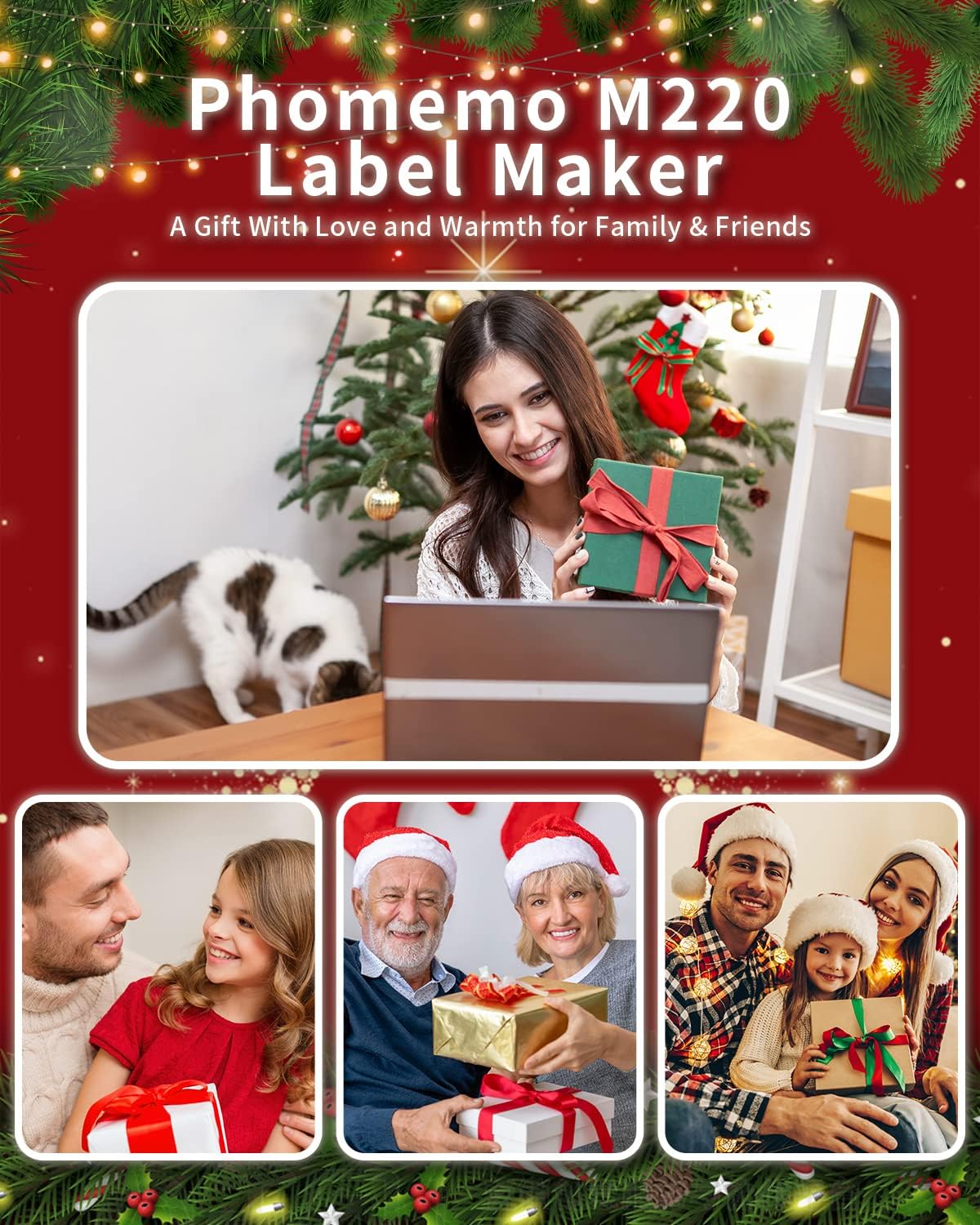 Phomemo M220 Label Maker, 3.14 Inch Bluetooth Thermal Label Printer, Compatible with Phone & PC, for Barcode, Address, Mailing, Home,Office,School