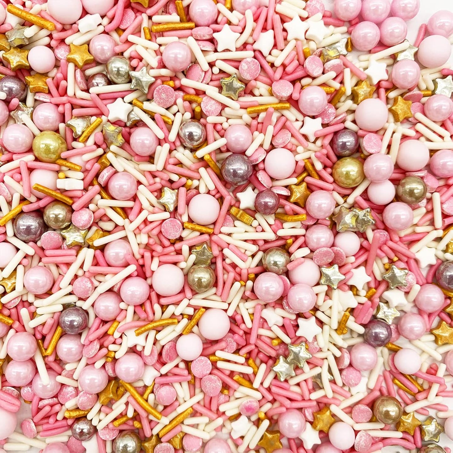 Rose and Gold Sprinkles Sugar Sprinkle Mix Pink Sprinkles Cake Decorations Cupcake Toppers Cookie Decorating Ice Cream Celebrations Shaker Jar Wedding Shower Party（120g/4.2oz）