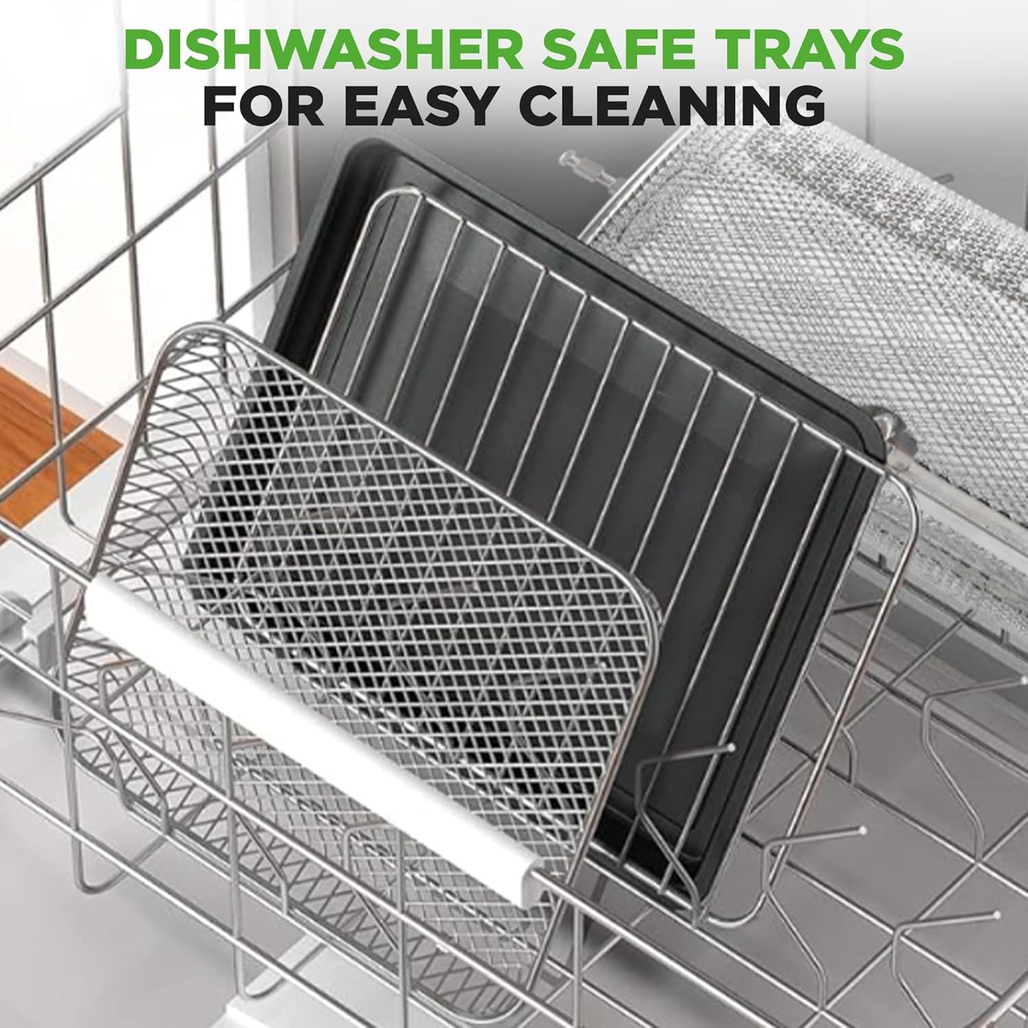 NutriChef 26L Electric Air Fryer Oven | 1700W Countertop Rotisserie & Air Fryer | 360° Rotating Feature | 10 Digital Menu Presets | Includes Drip Tray, Air Frying Basket & Bake Rack 15x16x14 (Silver)