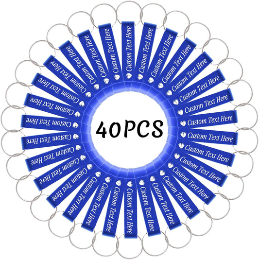 40PCS Personalized Bottle Opener Keychain Bulk Custom Beer Bottle Opener with Logo Text Engraved Wedding Bottle Opener Favors Customized Gifts for Guests Baby Shower Birthday Party-Blue