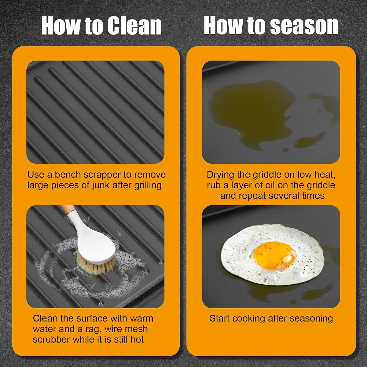 2-in-1 Reversible 17.48” x 12.48” Pre-Seasoned 11242 Cast Iron Griddle for Broil King Baron, Crown, Crown Pellet Series Grill, Flat Griddle Top Plate for Gas Stove/Charcoal/Electric/Propane/Gas Grill