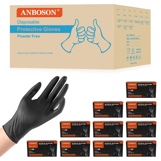 6 mil Disposable Nitrile Gloves, Heavy Duty Disposable Glove, Cooking Gloves, Latex Free, Powder Free (Black of 1000, X-Large)