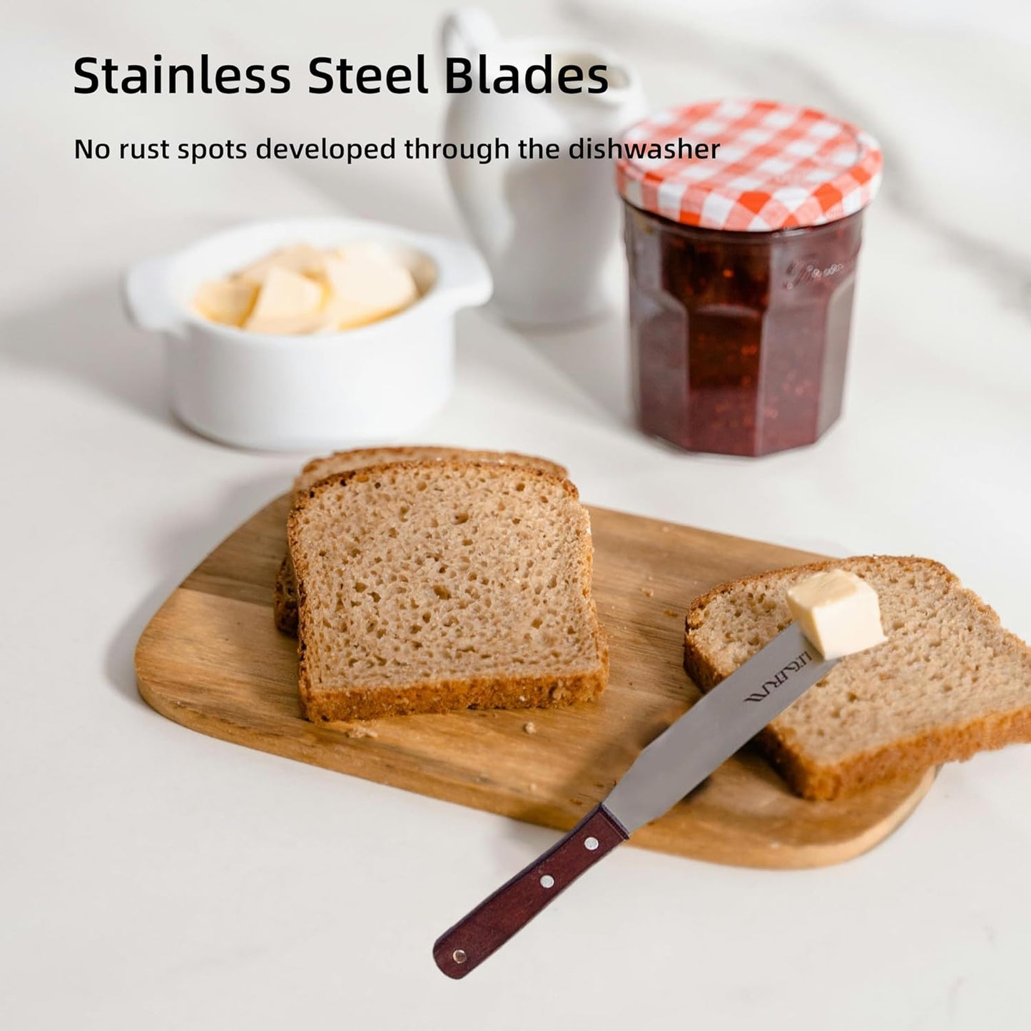 Straight Icing Spatula Stainless Steel Baking Set of 6", 8" & 10" Wooden Handle Cake Decorating Frosting Spatulas